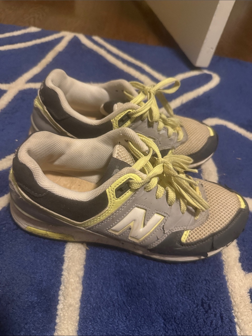 New Balance Gray and Yellow Women's Lace-Up Sneakers